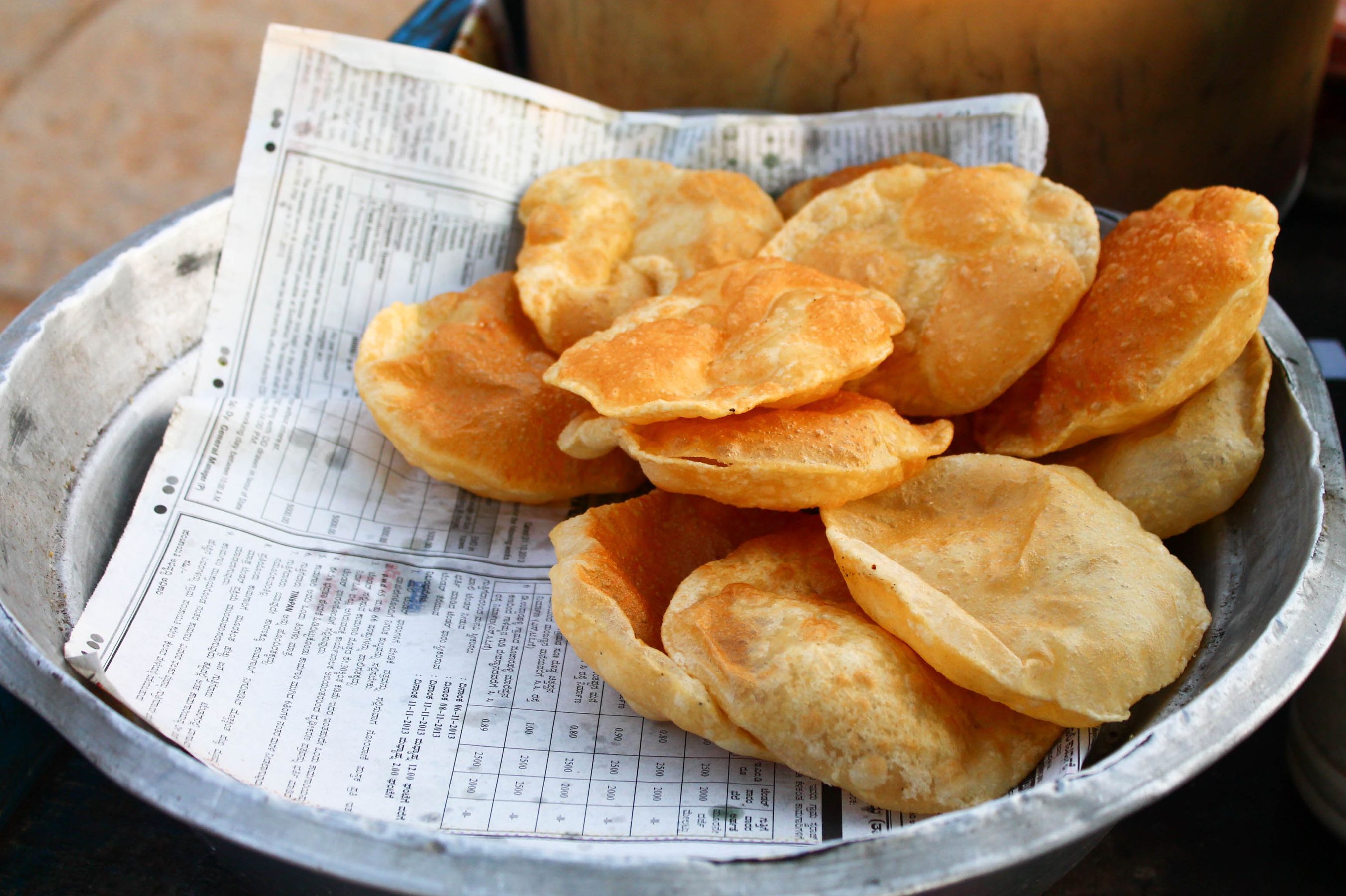 Freshly fried bhature